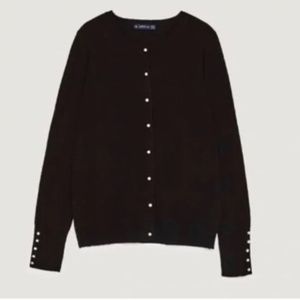 Black Zara Pearl Cardigan
